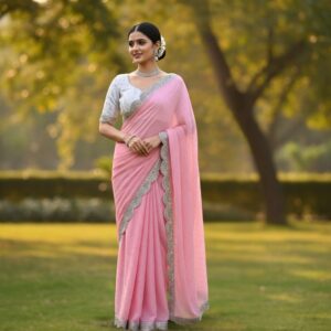 Jimmy Choo with Chikankari Blouse