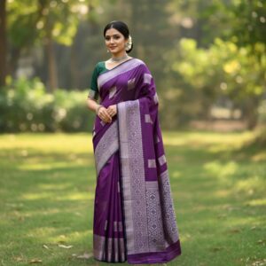 Kanchi semi silk Lavender Zari sarees